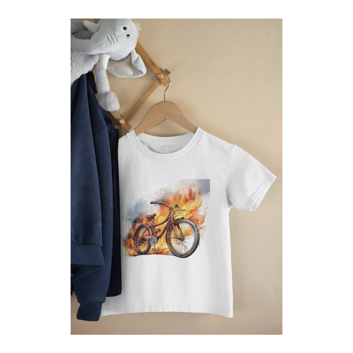 Kinder T-Shirt brennendes Aquarell Fahrrad 3