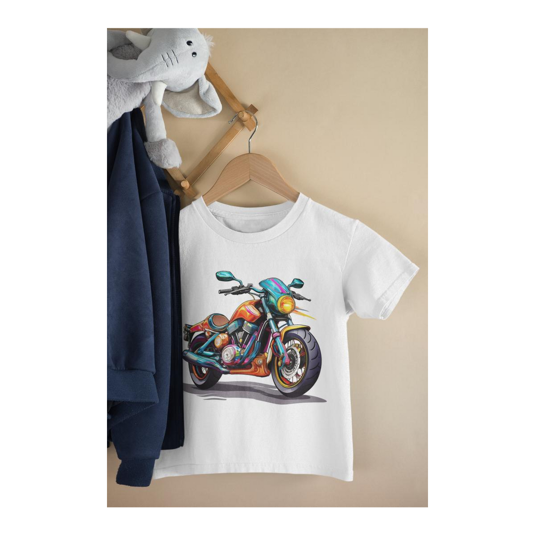 Kinder T-Shirt buntes Motorrad