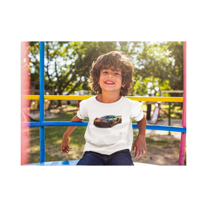 Kinder T-Shirt farbiger Sportwagen