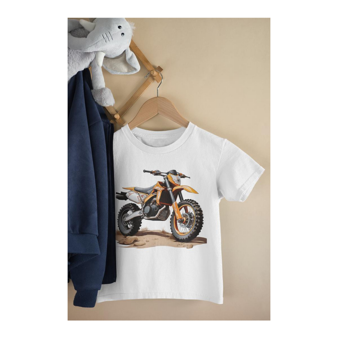Kinder T-Shirt orangefarbenes Dirtbike
