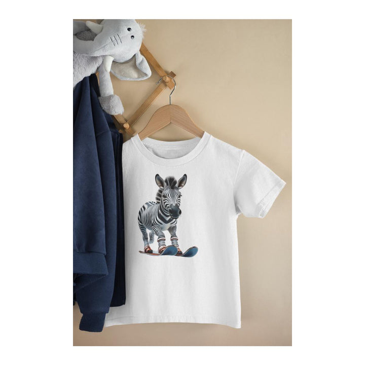 Kinder T-Shirt süsses Zebra beim Skifahren