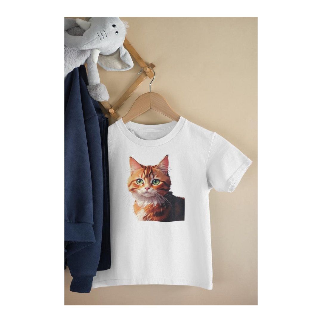 Kinder T-Shirt watercolor Katze