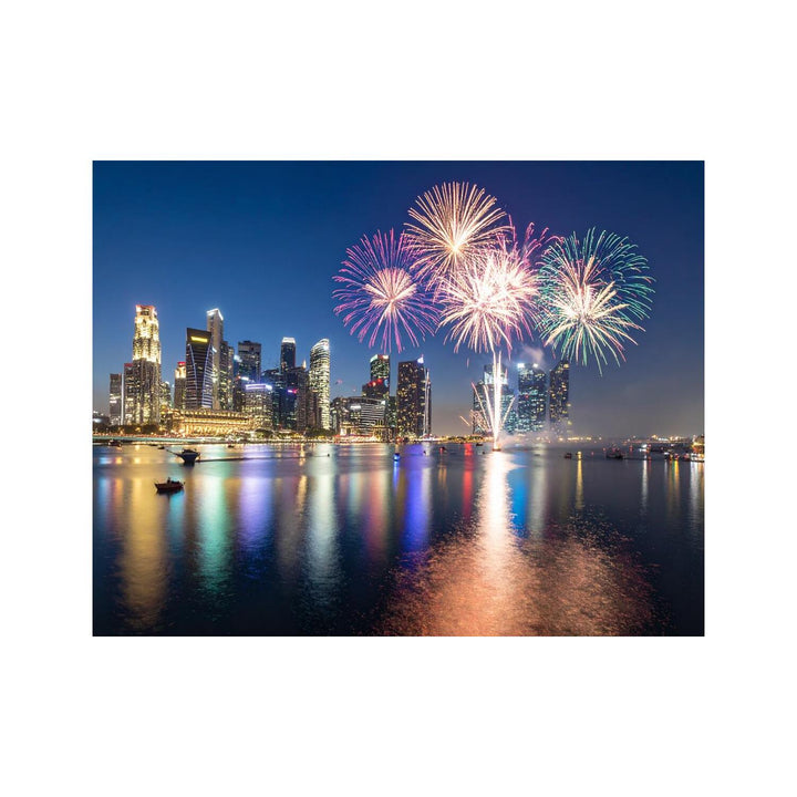 Dekokissen-Set Feuerwerk vor Skyline 2