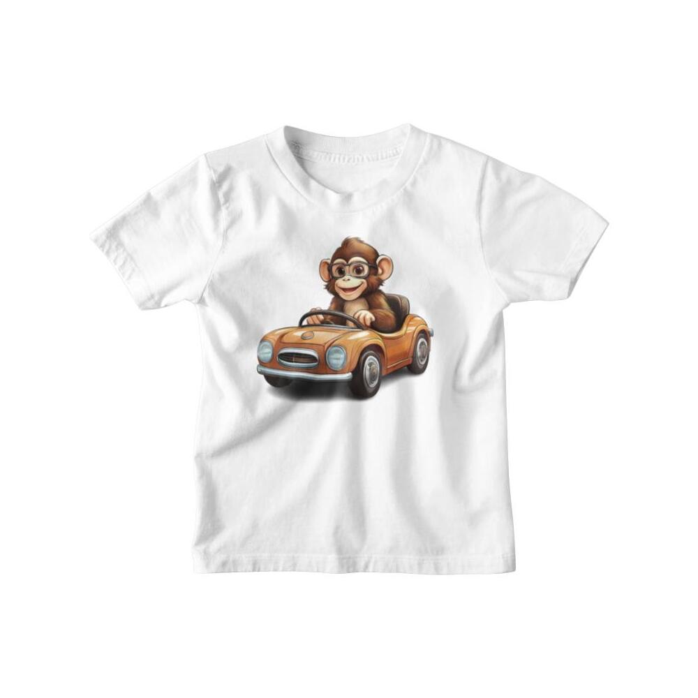 Kinder T-Shirt Affe fährt Auto