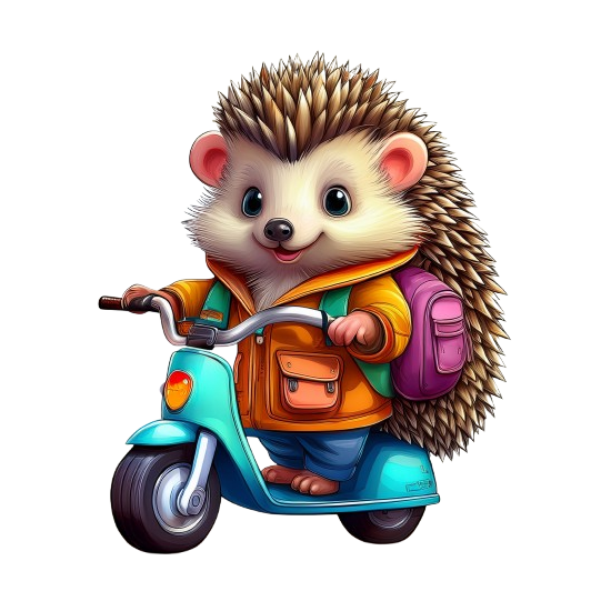 Baby Body süsser Igel auf Scooter