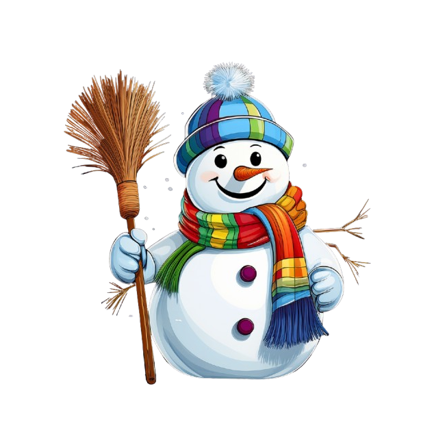 Baby Body comic Schneemann mit Besen