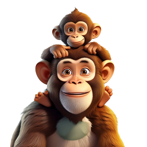 Turnbeutel Comic Affe mit Baby