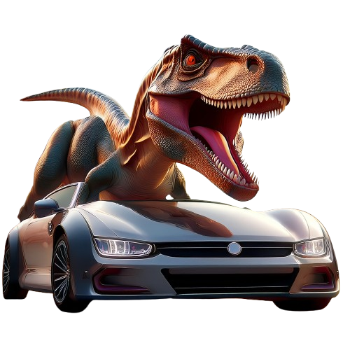 Turnbeutel Comic Dino fährt Auto
