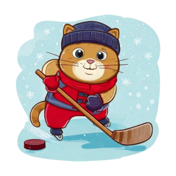 Turnbeutel Comic Katze spielt Eishockey