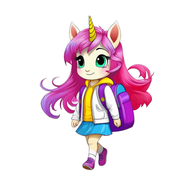 Kinder T-Shirt Unicorn girl goes to school