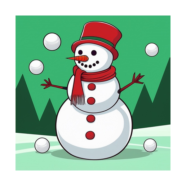 Kinder T-Shirt Schneemann mit Schneeball