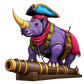Turnbeutel Nashorn Pirat auf Kanone