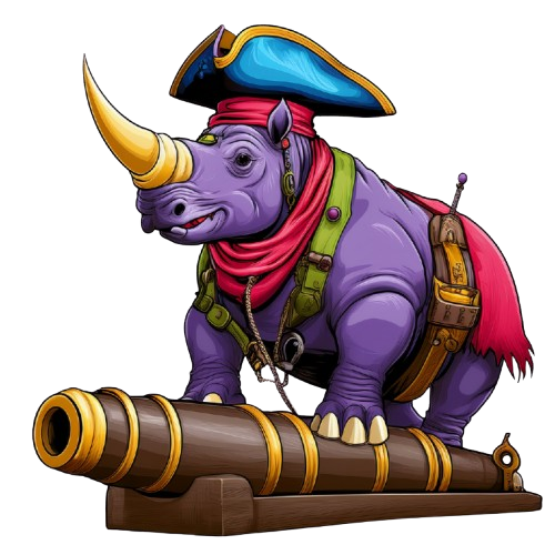 Turnbeutel Nashorn Pirat auf Kanone