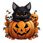 Dekokissen-Set Halloween Cute Pumpkin with Cat