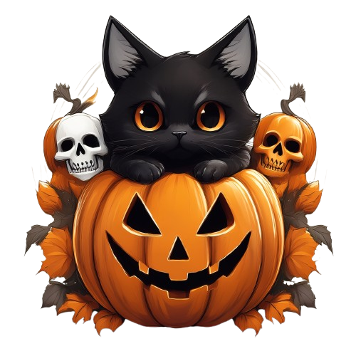 Dekokissen-Set Halloween Cute Pumpkin with Cat