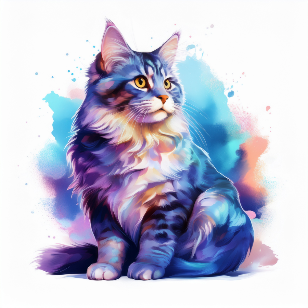 Schulrucksack-Set realistic watercolor Katze 2