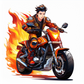Schulrucksack-Set Flammen-Motorradfahrer