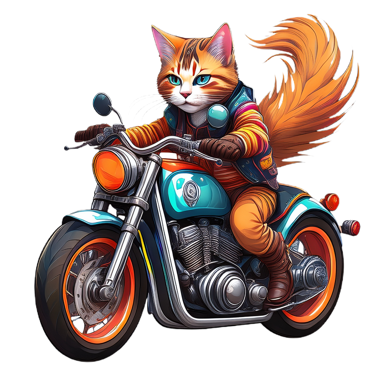 Turnbeutel Katze auf Motorrad 2