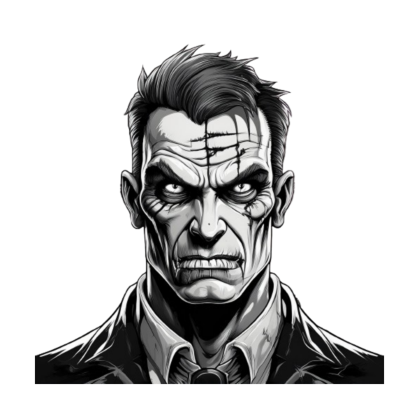 Kinder T-Shirt Black and White Frankenstein