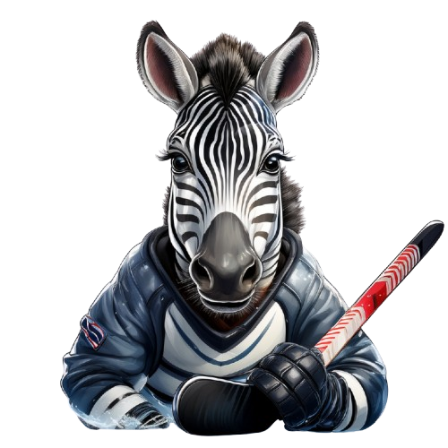 Kinder T-Shirt Zebra Spielt Eishockey