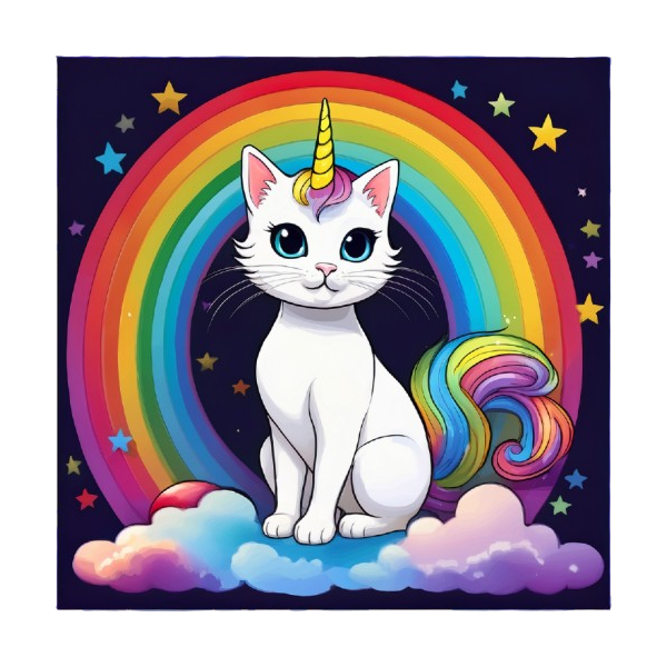Dekokissen-Set Cute Unicorn Cat on Rainbow