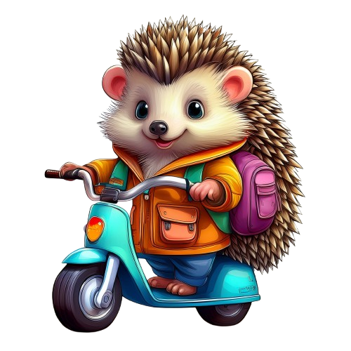 Kinder T-Shirt Süsser Igel auf Scooter