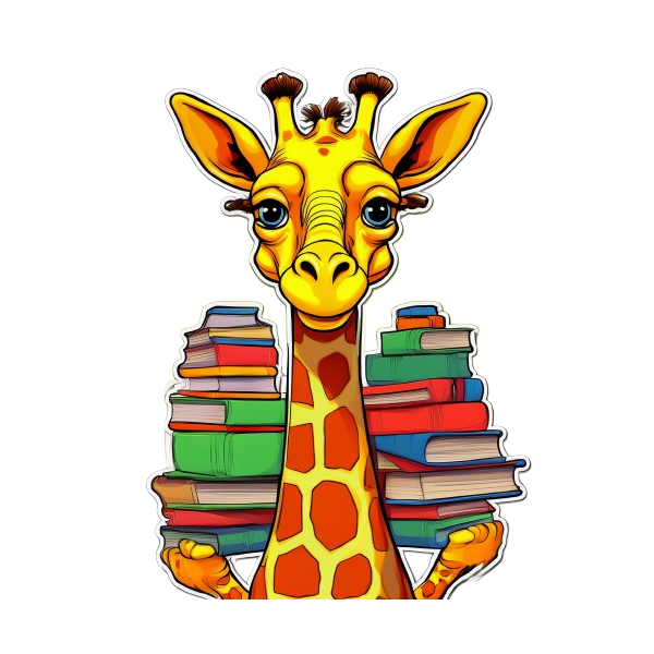Kinder T-Shirt Comic Giraffe mit Büchern