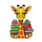 Dekokissen-Set Comic Giraffe mit Büchern