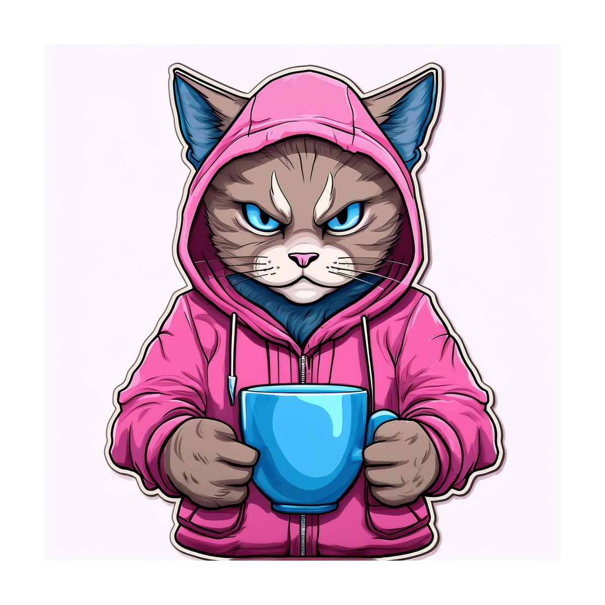 Dekokissen-Set Angry Cat in Hoodie