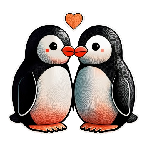 Dekokissen-Set Verliebte Pinguine