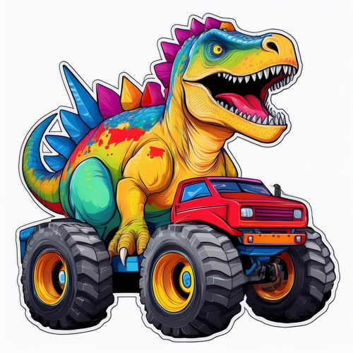 Dekokissen-Set T-Rex Dinosaurier mit Monstertruck