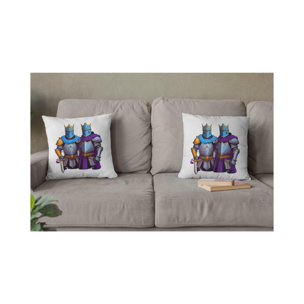 Dekokissen-Set Ritter Set Blau Lila