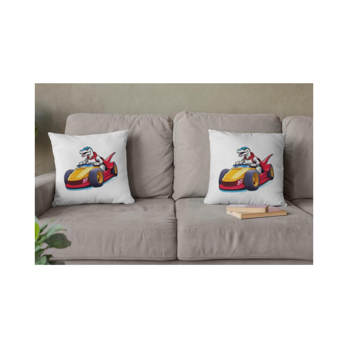 Dekokissen-Set Cartoon Dino Racer