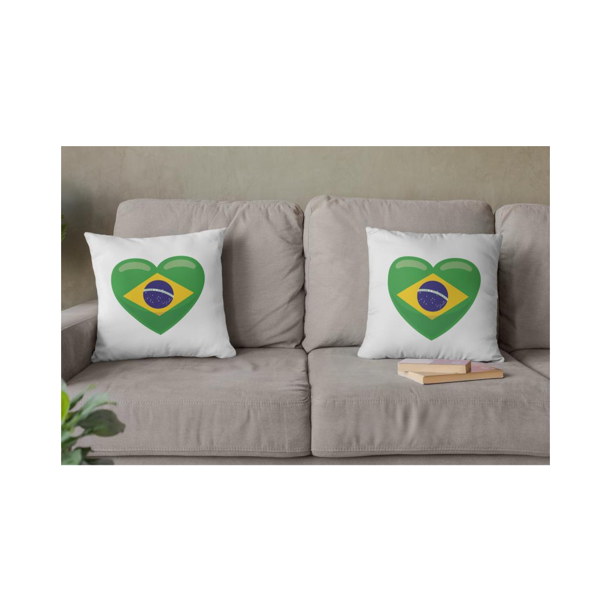 Dekokissen-Set Herz Brasilien Flagge