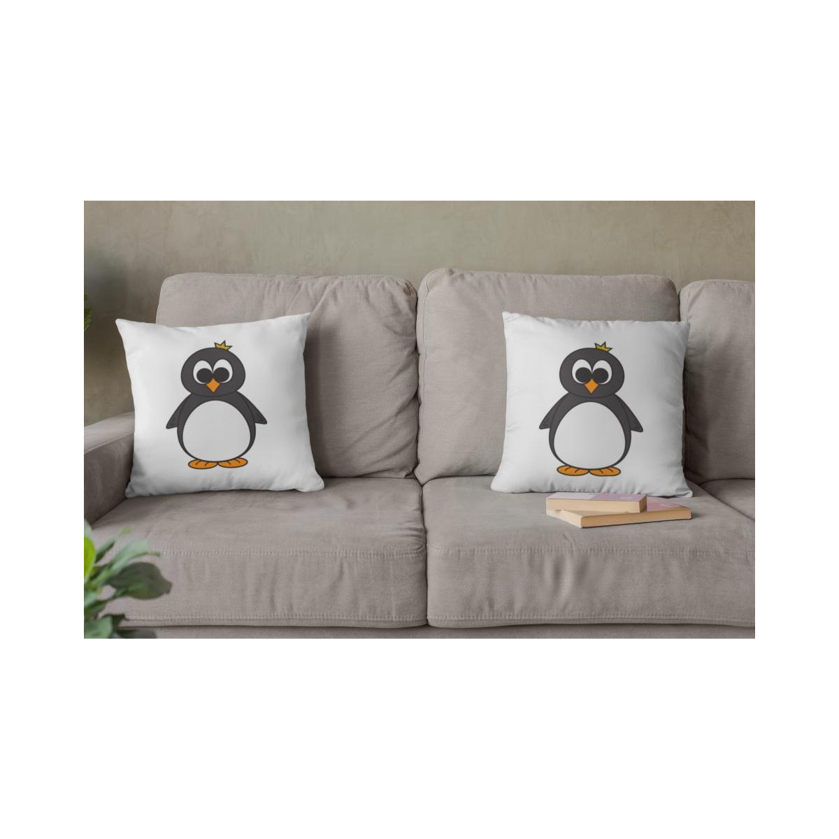 Dekokissen-Set Kleiner Pinguin König
