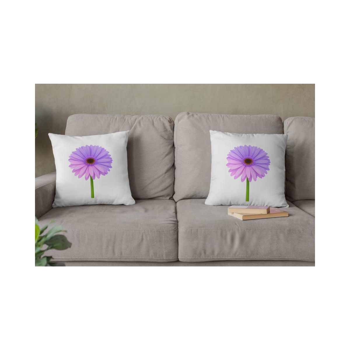 Dekokissen-Set Realistische Gerbera Blume