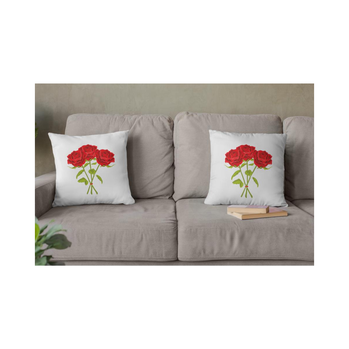Dekokissen-Set Drei Rote Rosen