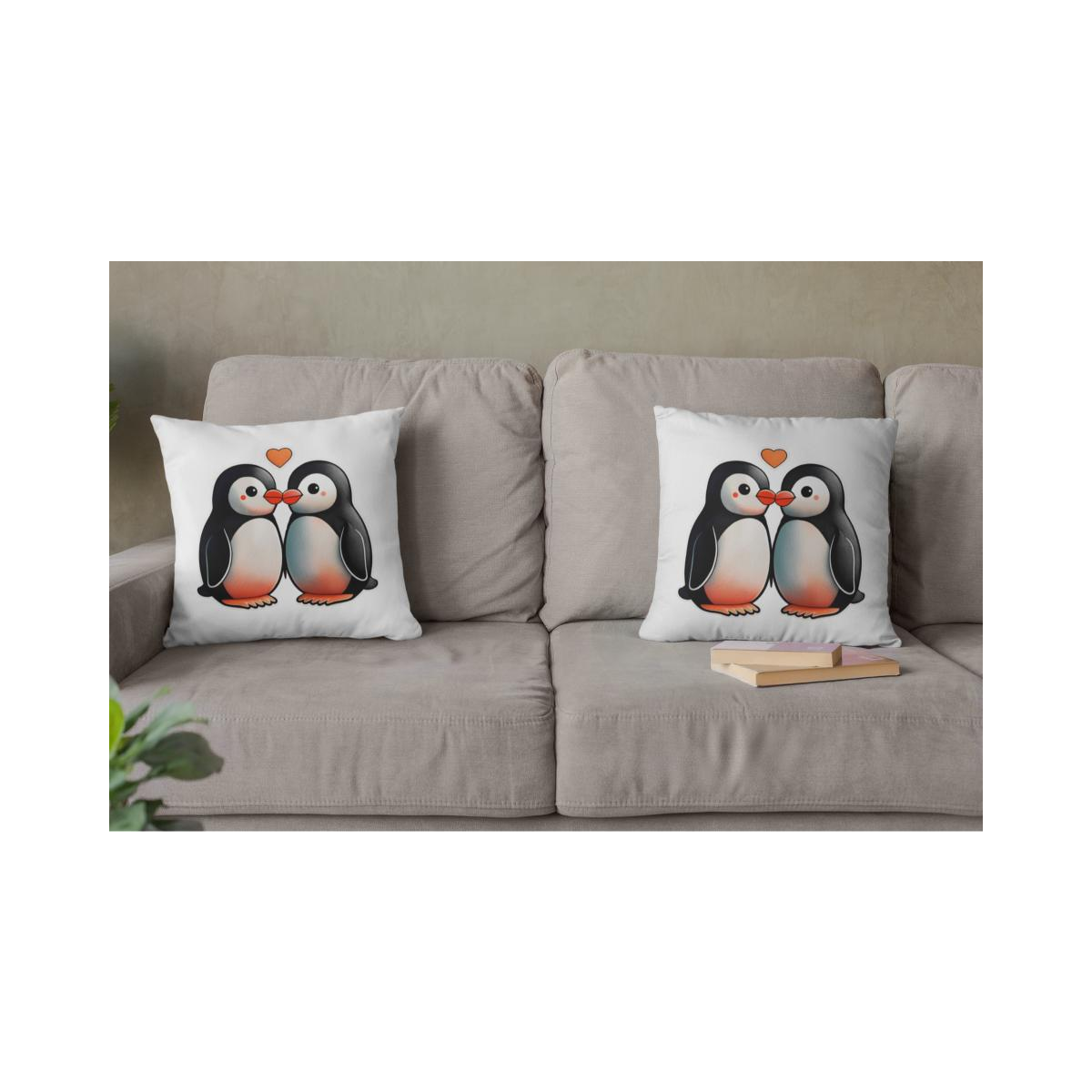 Dekokissen-Set Verliebte Pinguine