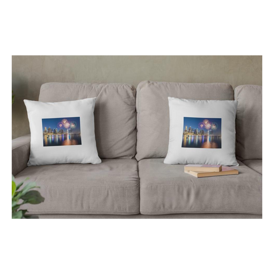 Dekokissen-Set Feuerwerk vor Skyline 2
