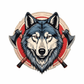 Turnbeutel Wolf mit Tomahawk