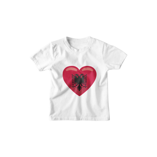 Kinder T-Shirt Albanien Flagge herzform