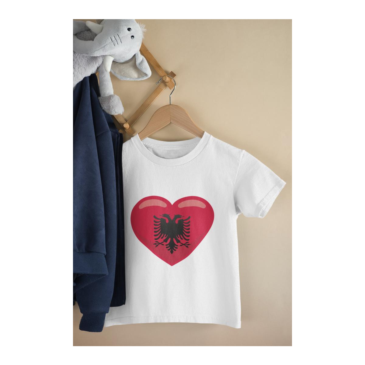 Kinder T-Shirt Albanien Flagge herzform