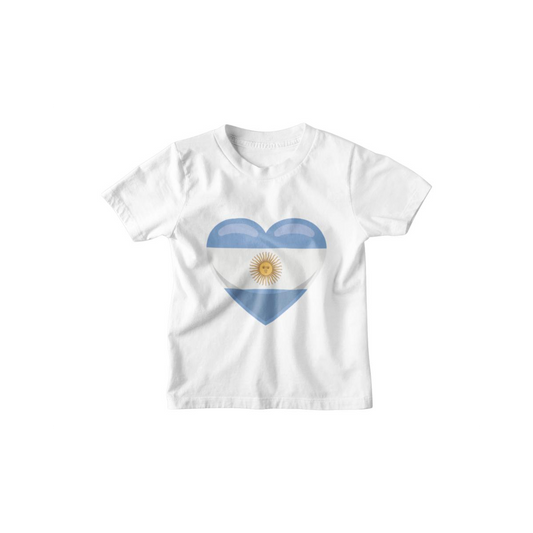 Kinder T-Shirt Argentinien Flagge herzform