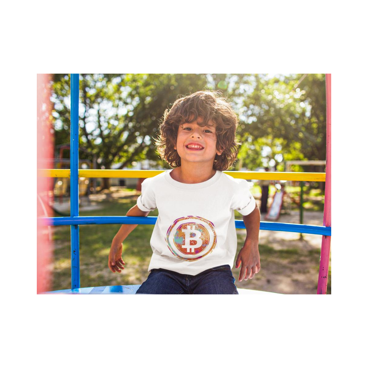 Kinder T-Shirt Bitcoin in Farbe