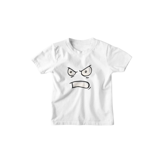 Kinder T-Shirt Cartoon Face Angry