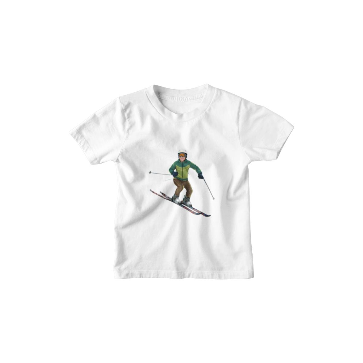 Kinder T-Shirt Comic Skifahrer