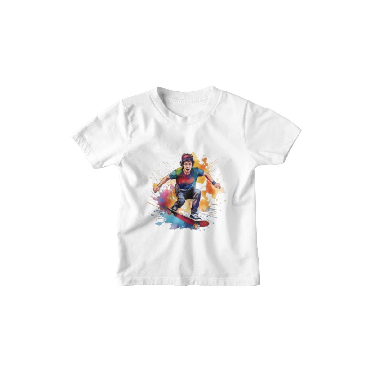 Kinder T-Shirt Comic Watercolor Skateboarder