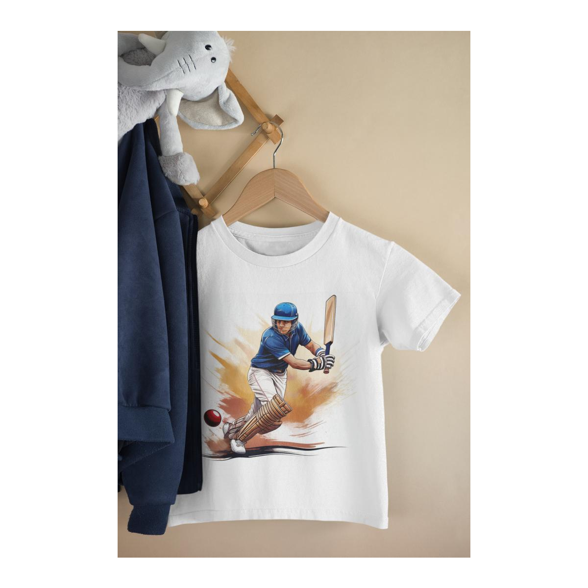 Kinder T-Shirt Cricket Spieler