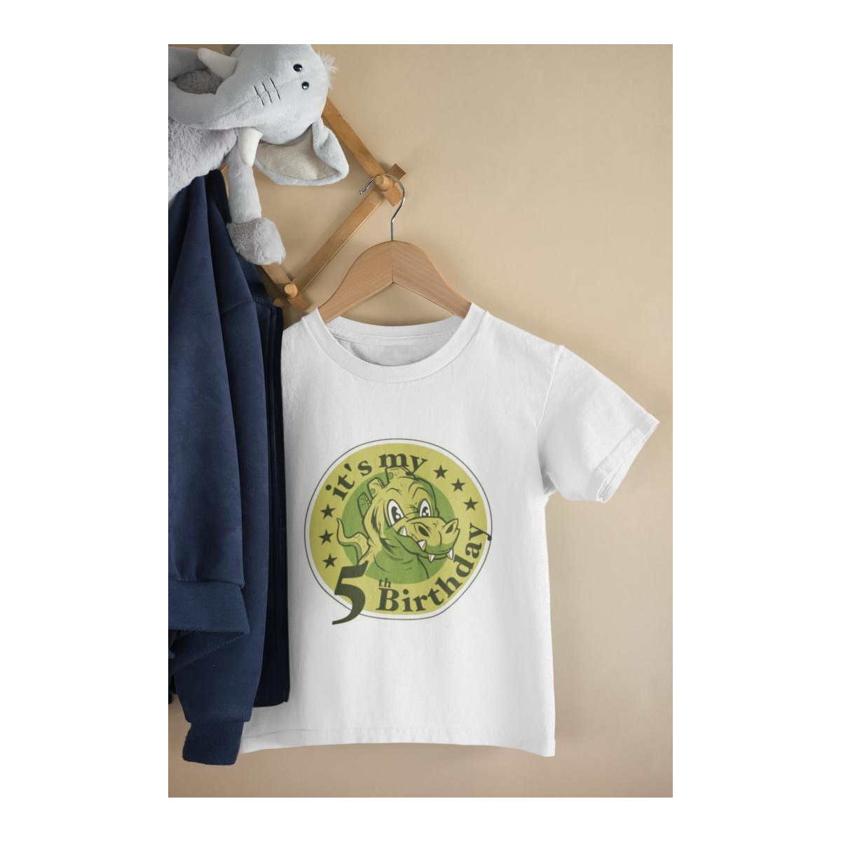 Kinder T-Shirt Dino mit Geburtstagszahl 5