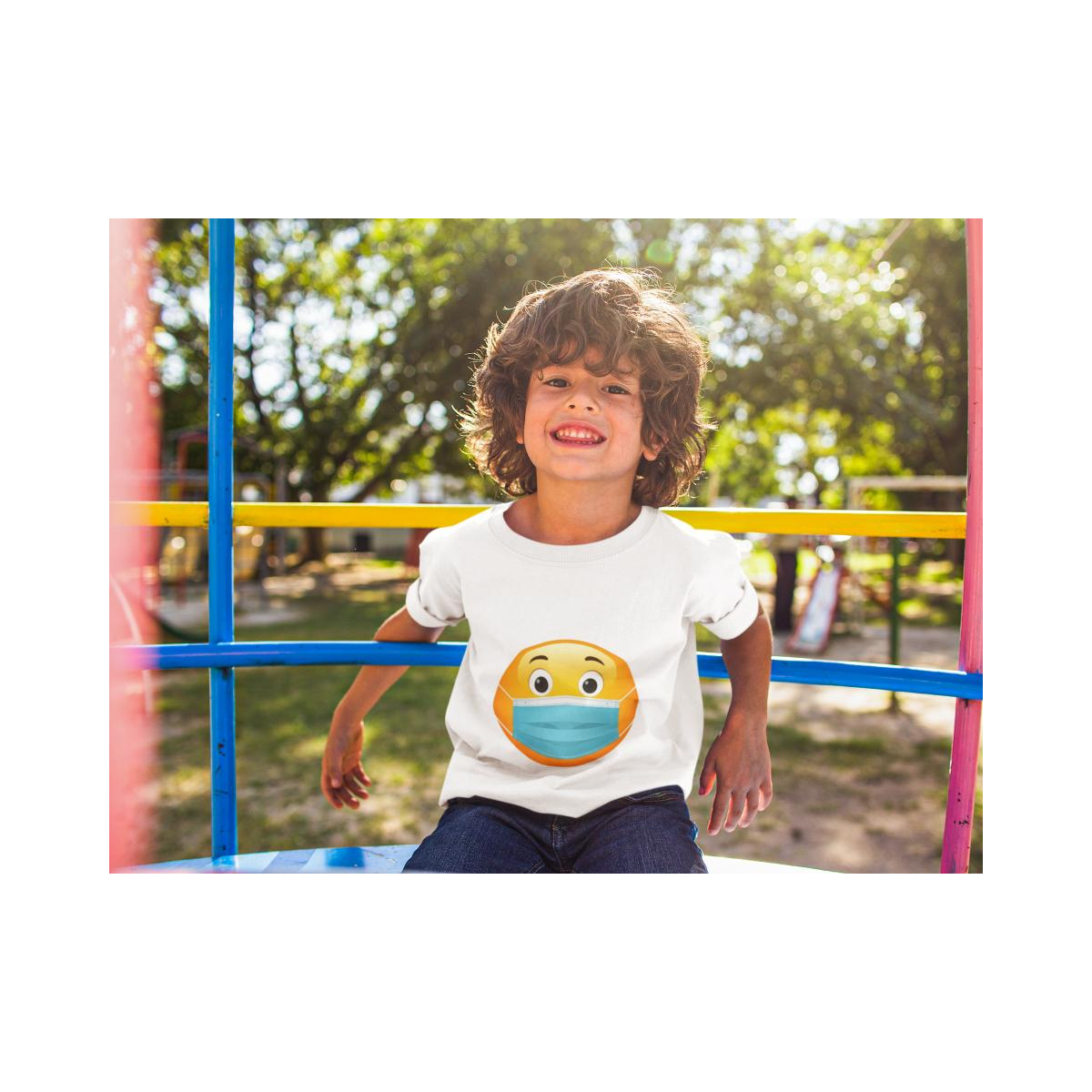 Kinder T-Shirt Emoji Funny with Mask